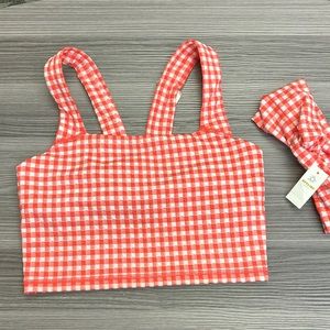 Aerie Offline Red Gingham Bra Top